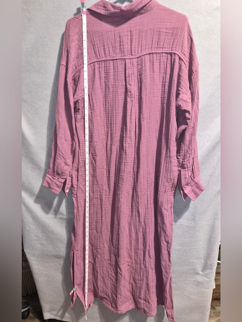 Lou & Grey Petites Mauve Cotton Gauze Maxi Shirt Dress – Size L Petite – NWT - Picture 3 of 7